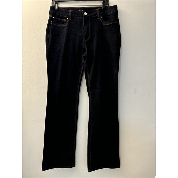 white black blue jeans womens boot leg 12R. Stretch - Picture 1 of 12